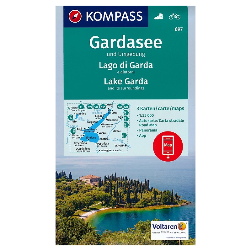 Turistick Mapa Gardasee Und Umgebung Jezero Lago Di Garda A Okol