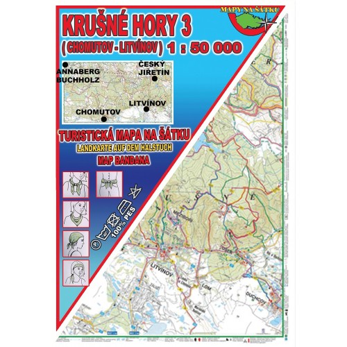 KRUŠNÉ HORY 3-CHOMUTOV, LITVÍNOV (MAPA NA ŠÁTKU)