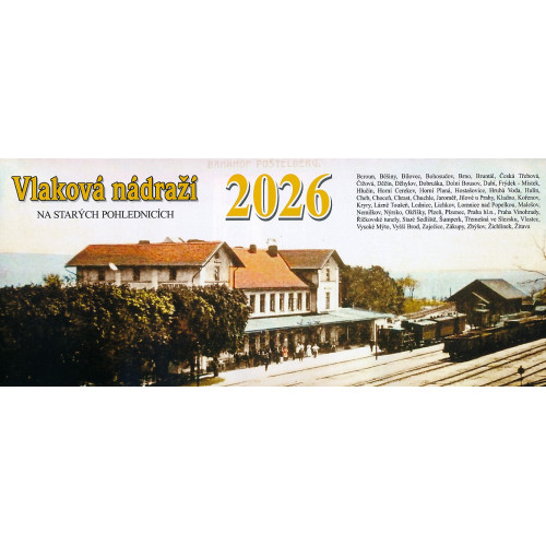 VLAKOVÁ NÁDRAŽÍ 2026 - STOLNÍ KALENDÁŘ